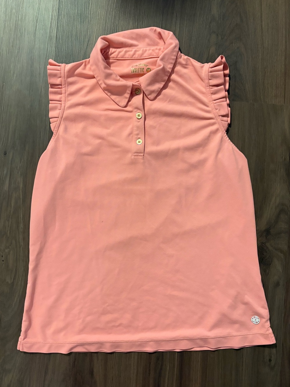 Lily Pulitzer Frida Sleeveless Ruffle Polo Top | Size Medium